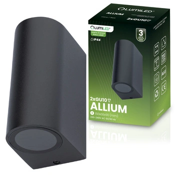 Kinkiet Ogrodowy Elewacyjny Lampa Zewnętrzna 2xGU10 ALLIUM Czarna LUMILED