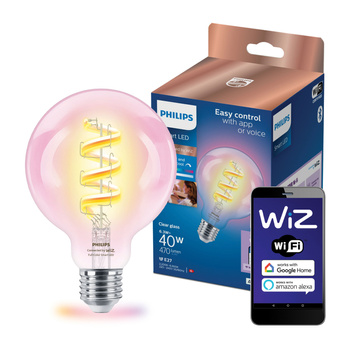 Żarówka LED E27 G95 6,3W = 40W CCT + RGB FILAMENT SMART WiFi Philips WiZ