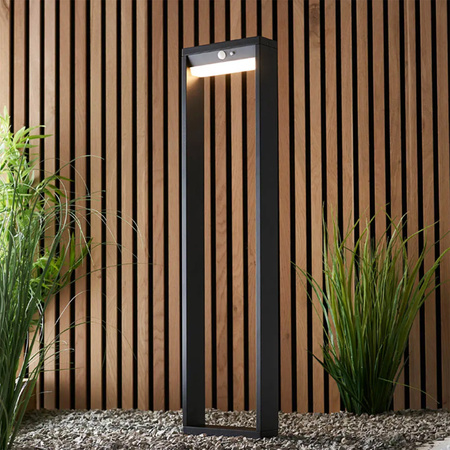 Lampa Solarna Ogrodowa LED Stojąca Ozdobna Słupek Czujnik Ruchu i Zmierzchu IP54 4000K