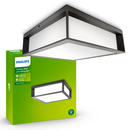 Lampa Ogrodowa Zewnętrzna Plafon 2x E27 IP44 Antracyt Skies Philips