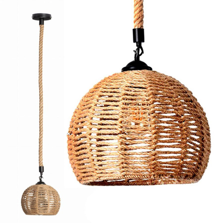 Lampa Wisząca BOHO Pleciona Jutowa SZNUR do LED E27 Mała