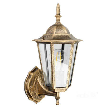 Lampa Ogrodowa Kinkiet Elewacyjny Zewnętrzny E27 IP54 Złota LO4101 Kobi