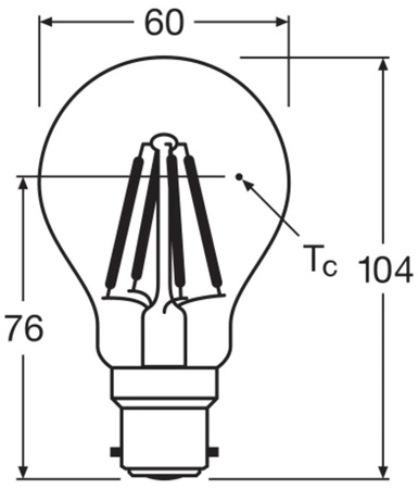 Żarówka LED A60 B22d 7W = 60W 806lm 2700K Ciepła Biała FILAMENT ŚCIEMNIALNA LEDVANCE