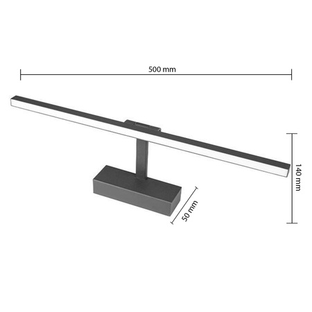 Kinkiet LED Lampa Ścienna Nad Lustro 12W 600lm 4000K 116° Czarny 50cm Lappa Masterled