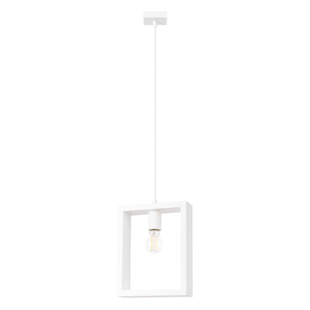 Lampa Sufitowa Wisząca Zwis E27 Żyrandol Kwadratowa Biała Skandynawska Aries Sollux