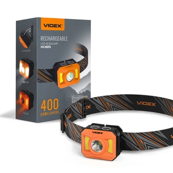 Latarka Czołowa Akumulatorowa LED 5W 400lm 8 Trybów Pracy USB-C  Wodoszczelna IP65 Videx