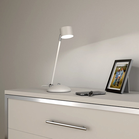 Lampka Biurkowa Stołowa LED ARENA Biała Srebrna 1xGX53 Milagro