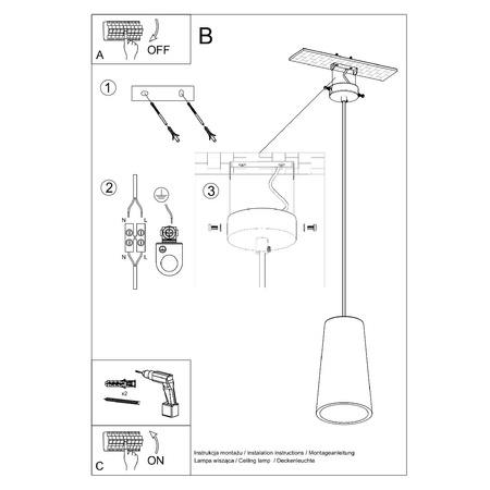 Lampa Sufitowa Wisząca Zwis E27 Geometryczna Biała Nowoczesna Gulcan Sollux