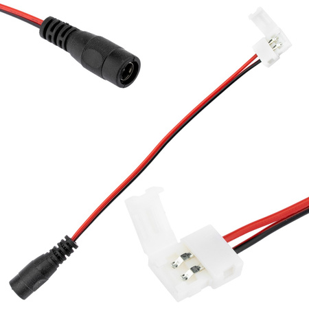 Złączka taśmy LED 2PIN DC 2.1 zatrzask gniazdo z przewodem 8mm