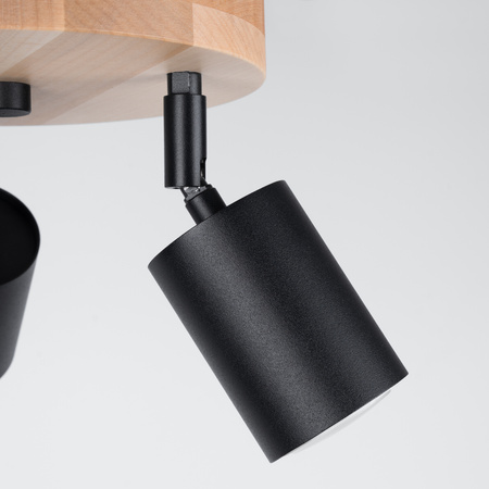 Lampa Sufitowa Oprawa Natynkowa SPOT TUBA Reflektor 3x GU10 Punktowa Ruchoma Plafon Tubularna Czarna Brązowa Skandynawska Verdo Sollux