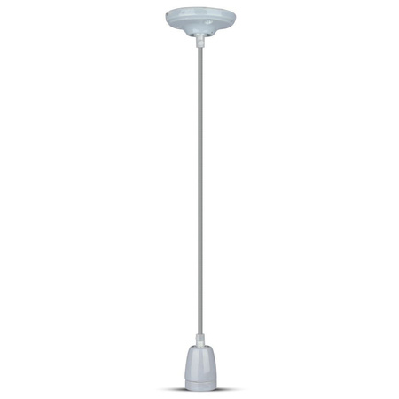 Lampa Wisząca Oprawa E27 Porcelanowy klosz szary z kablem VT-7998 V-TAC