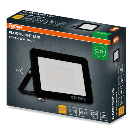 Naświetlacz LED Halogen Zewnętrzny Reflektor 30W 3000K 2700lm IP65 FLOODLIGHT LUX OSRAM