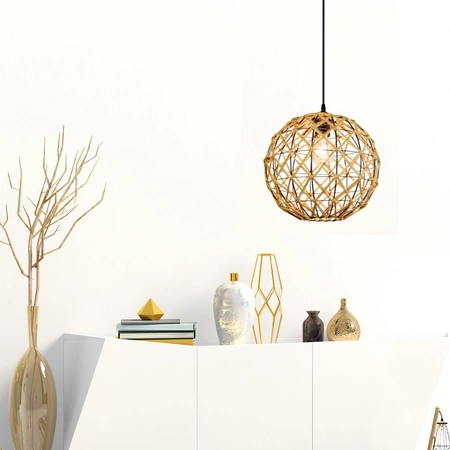 Lampa wisząca sufitowa kula UMEA IL MIO w stylu boho stal + sznur 1x E27 GOLDLUX (Polux)