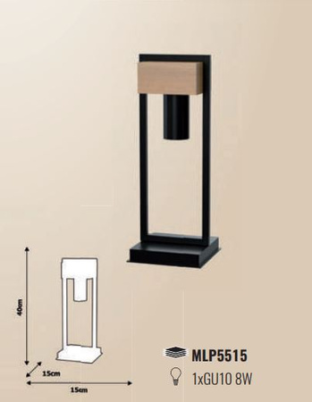 Lampa stołowa WEST czarna 1xGU10 MILAGRO geometryczna metal + drewno styl skandynawski