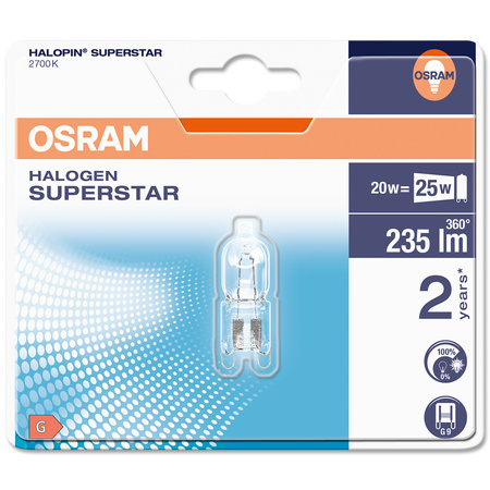 Żarówka Halogenowa G9 20W 235lm 2700K OSRAM HALOPIN