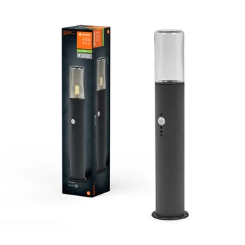Lampa Ogrodowa Zewnętrzna Stojąca Słupek E27 50cm IP44 Szary Z Czujnikiem Ruchu i Zmierzchu Endura Ledvance