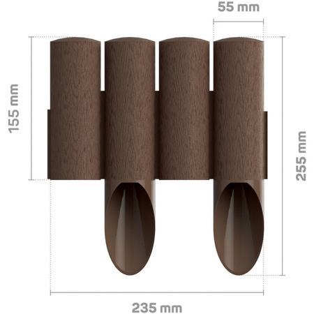 Palisada Ogrodowa Płotek Border Obrzeże Trawnikowe 4 STANDARD Brązowa 2,3m Mocne Mrozoodporne CELLFAST