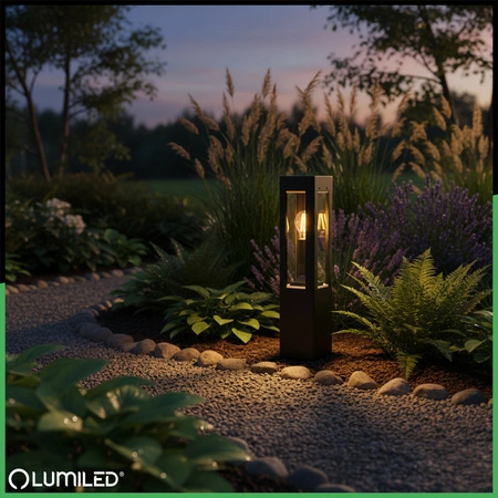 Lampa Ogrodowa Zewnętrzna Aluminium Czarna Oprawa E27 IP44 SŁUPEK 50cm TILIA LUMILED