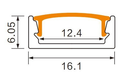 Profil Aluminiowy LED Natynkowy Anodowany 1m z Kloszem Mlecznym do Taśm LED + Zaślepki seria N Ecolight