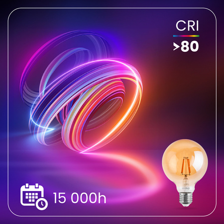 Żarówka LED E27 Kula G125 4W = 40W 470lm 2000K Ciepła 360° BURSZTYNOWA FILAMENT LUMILED