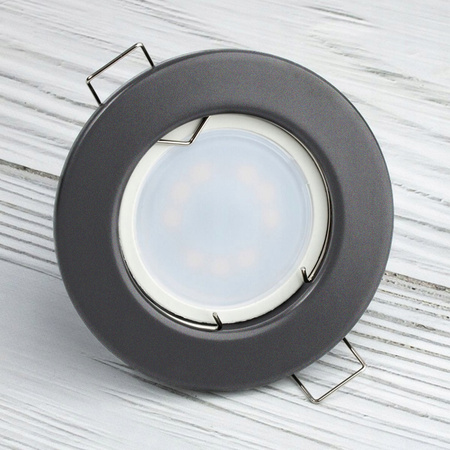 6x Oprawa HALOGENOWA Podtynkowa Stała Okrągła ARDALI Grafit Blacha MR16 GU10 LUMILED