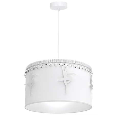 Lampa wisząca BALETNICA 1xE27 Dziewczęca Baletnica Biała MLP4969 Milagro Metal + Tkanina + Kryształki