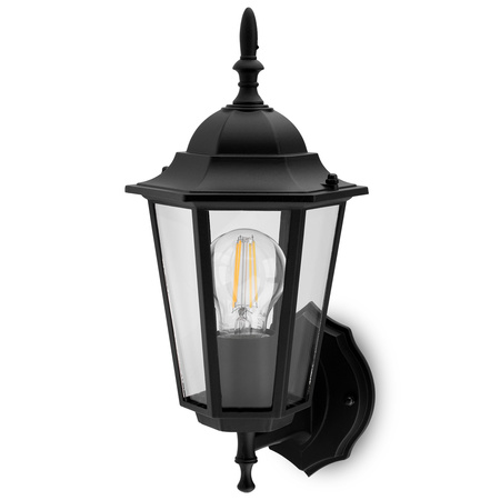 Kinkiet Ogrodowy Elewacyjny Zewnętrzny E27 LATARNIA do GÓRY Czarna BELLIS LUMILED