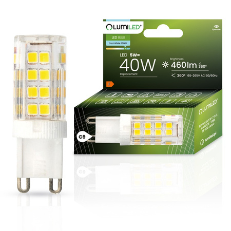 Żarówka LED G9 Kapsułka 5W = 40W 460lm 6500K Zimna 360° LUMILED