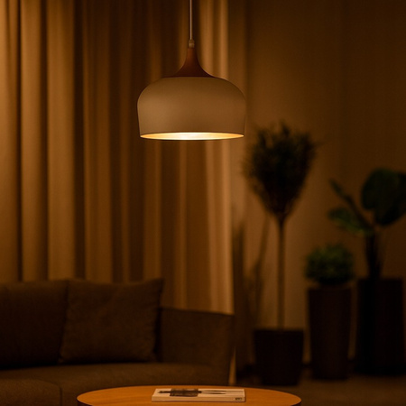 Lampa Sufitowa Oprawa Wisząca Zwis E27 Biała Złota Brązowa Lumina Masterled