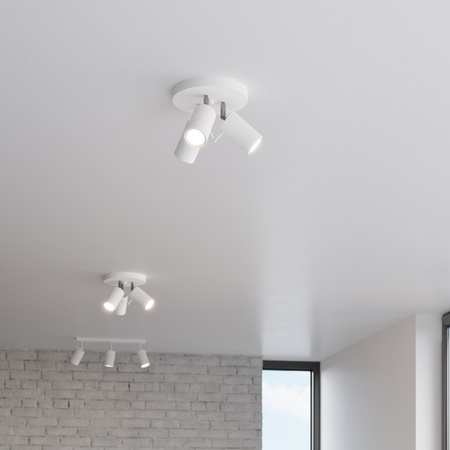 Lampa Sufitowa Oprawa Natynkowa SPOT TUBA Reflektor 3x GU10 Ruchoma Tubularna Biała Nowoczesna Ring Sollux