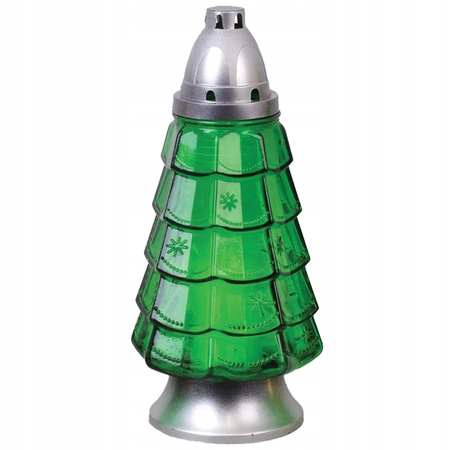 6x Znicz Szklany Choinka na Wkład 40h na Grób 28cm