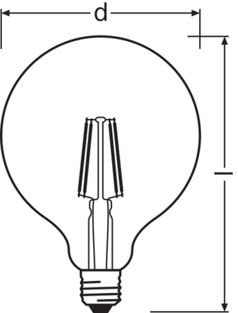 Żarówka LED G125 Kula E27 4W = 40W 470lm 2700K Ciepła 300° Retrofit Filament CLASSIC Osram