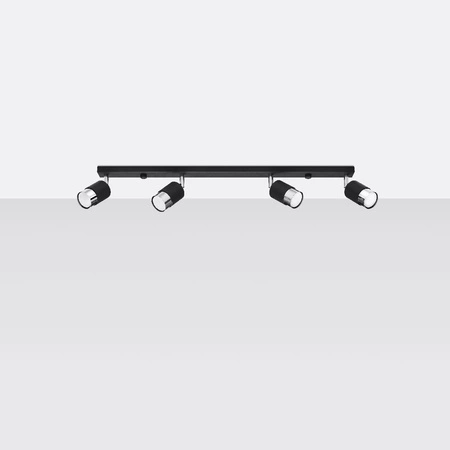 Lampa Sufitowa Oprawa Natynkowa SPOT TUBA Reflektor 4x GU10 Ruchoma Tubularna Czarna Chrom Nowoczesna Nero Sollux