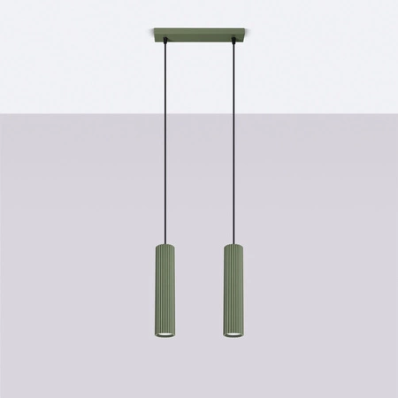 Lampa Wisząca Sufitowa Zwis Tuba Spot 2x GU10 Oliwkowa Karbon Deep Space SL.1612 Sollux