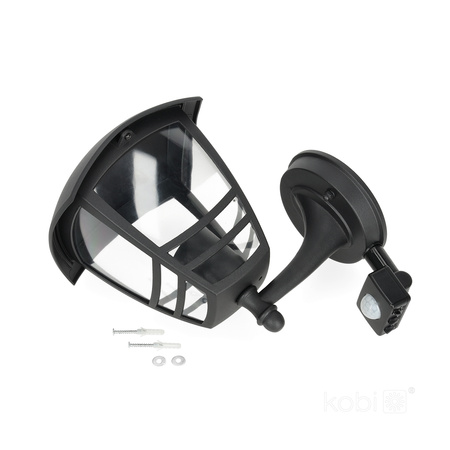 Kinkiet Ścienny Lampa E27 z Czujnikiem Ruchu i Zmierzchu IP54 Czarna Tevio Kobi