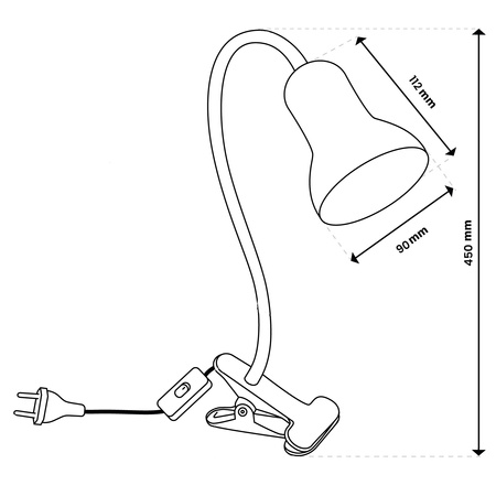 Lampka Biurkowa Stołowa Regulowana DONA Szkolna Nocna E27 Klips Czarna LUMILED