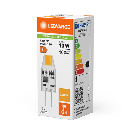 Żarówka LED Kapsułka G4 1W = 10W 100lm 2700K Ciepła 320° 12V Ledvance