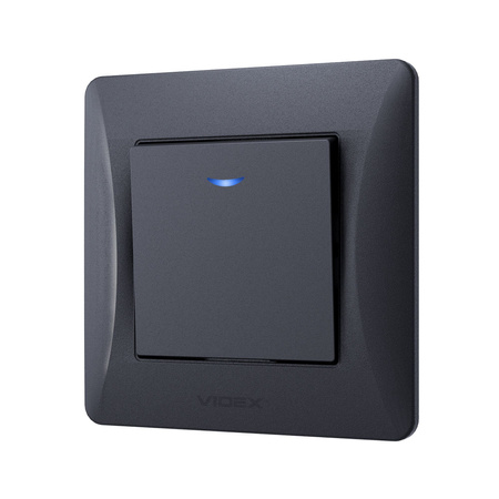 Przełącznik Włącznik 1-biegunowy Podświetlany 10A Natynkowy Czarny BINERA VIDEX