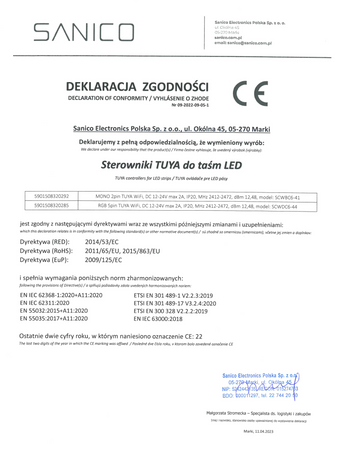 Sterownik Mini do Taśm Pasków LED RGBW 5pin WiFi Smart Sanico Goldlux