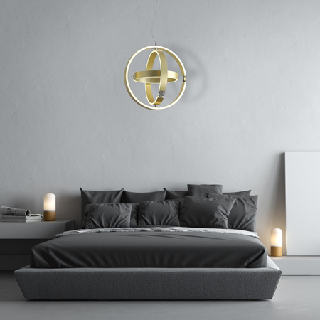 Lampa wisząca SIRIUS 80W Trójwymiarowa Złote Pierścienie ML6187 Milagro Metal + Tworzywo sztuczne+ Kryształ