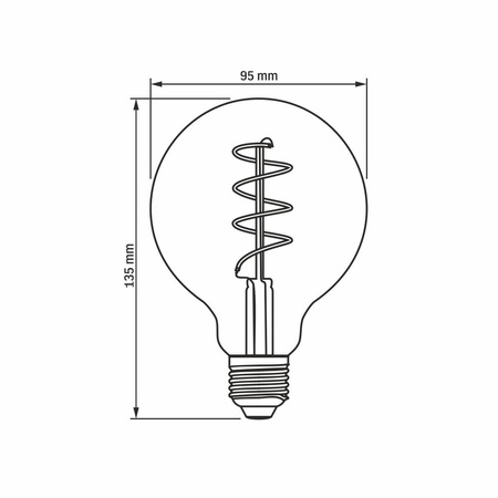Żarówka LED E27 G95 Kula 4W = 28W 300lm 2200K Ciepła 360° FILAMENT Bursztynowa Ściemnialna Videx