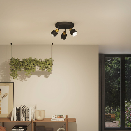 Lampa Sufitowa Reflektor 3x GU10 Czarna-Miedziana Niall Philips