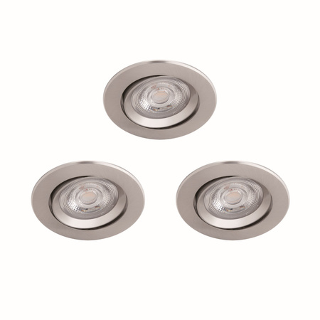 3x Oprawa Podtynkowa Wpuszczana LED 5W 350lm 2700K Nikiel Sparkle Philips