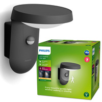 Kinkiet Ogrodowy Lampa Elewacyjna Zewnętrzna LED 9W 800lm 2700K IP44 z Czujnikiem Ruchu i Zmierzchu Antracyt Tyla Philips
