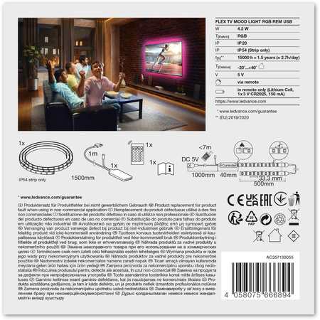 Taśma LED Pasek 5V 4,2W RGB IP54 1,5m LEDVANCE