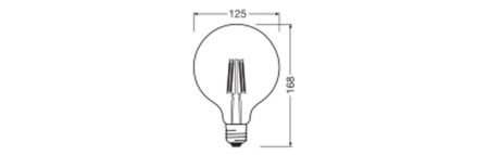 Żarówka LED G125 E27 3.4W = 40W 470lm 2700K Ciepła 300° Filament Performance Class Ledvance