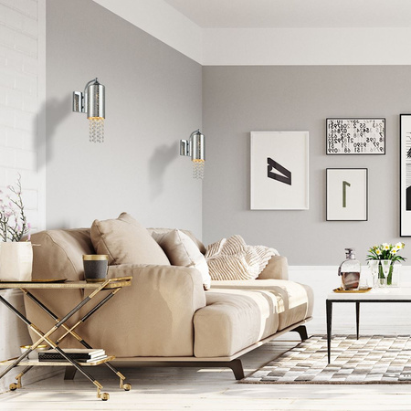 Kinkiet lampa ścienna MOONLIGHT 1x E14 MILAGRO glamour chrom metal szkło