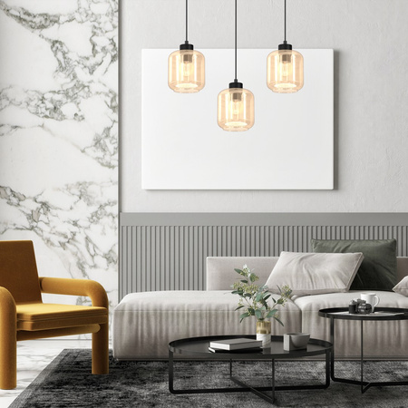 Lampa Wisząca Sufitowa SOMBRA Bursztynowa 3xE27 Listwa Milagro