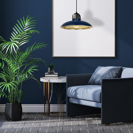 Lampa Wisząca Sufitowa FELIX Granatowa Niebieska Złota 1xE27 Milagro