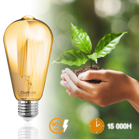 Żarówka LED E27 Edison ST64 6W = 50W 660lm 2000K Ciepła 360° FILAMENT LUMILED